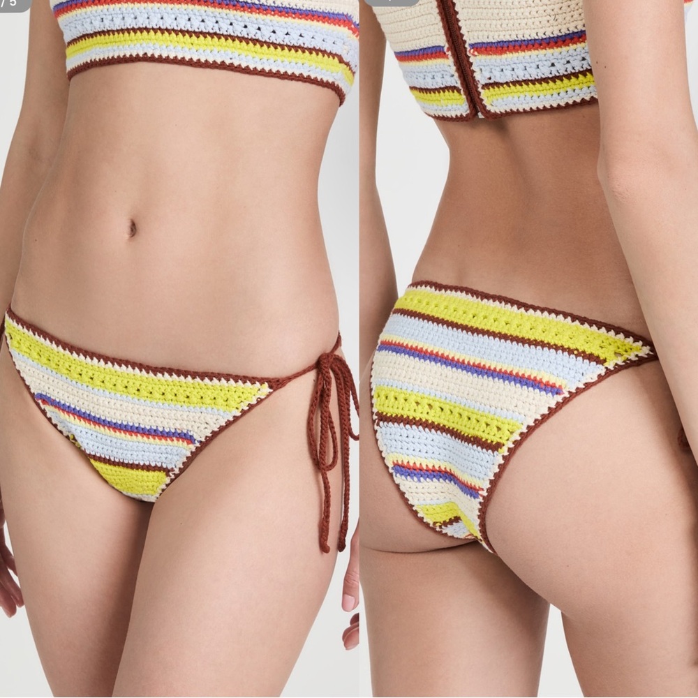 Ganni Crochet Swim Bikini Bottom Multicolor Boho 38 (US 6) NWT